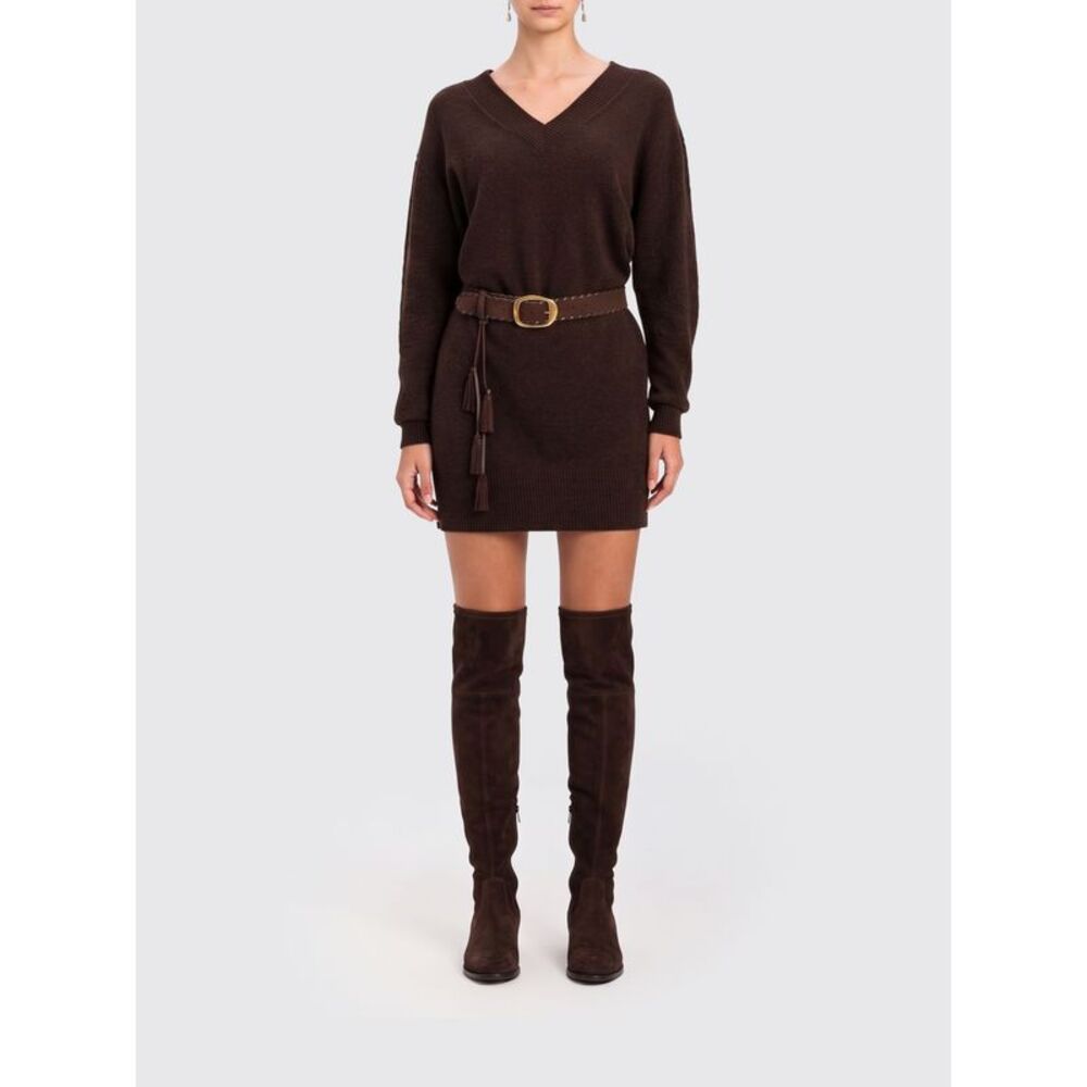 Twinset Women Twinset Wool And Cashmere Blend Knit Mini Dress With V-Neck